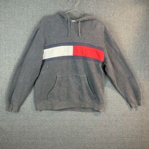 Tommy Hilfiger Hoodie Small Heather Gray Colorblock Pullover‎ Sweatshirt